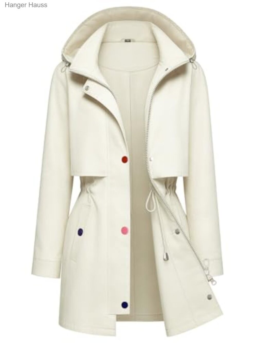 Women's Long Hooded Waterproof Rain Jacket Windbreaker with Removable Hood for